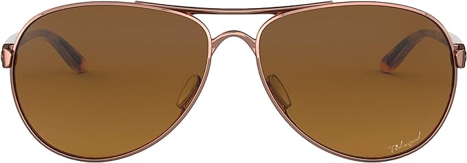 OAKLEY WOMEN'S FEEDBACK AVIATOR SUNGLASSES, ROSE GOLD/BROWN GRADIENT POLARIZED, OO4079 59