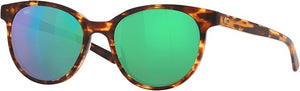 COSTA DEL MAR WOMENS ISLA ROUND SUNGLASSES, SHINY TORTOISE/COPPER GREEN MIRRORED POLARIZED-580G, 53