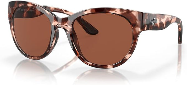 COSTA DEL MAR WOMAN SUNGLASSES SHINY CORAL TORTOISE FRAME, COPPER LENSES, 55