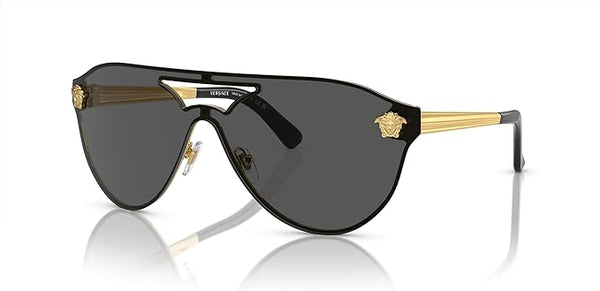 VERSACE WOMAN SUNGLASSES GOLD FRAME, DARK GREY LENSES, 0MM