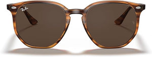 RAY-BAN HEXAGONAL SUNGLASSES, STRIPED RED HAVANA/DARK BROWN, RB4306 54