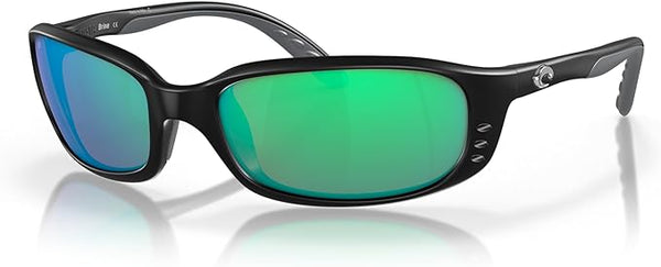 COSTA DEL MAR BRINE SUNGLASSES MATTE BLACK FRAME, GREEN MIRROR LENSES, 59