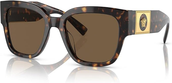 VERSACE VE 4437U 108/73 HAVANA PLASTIC SQUARE SUNGLASSES BROWN LENS