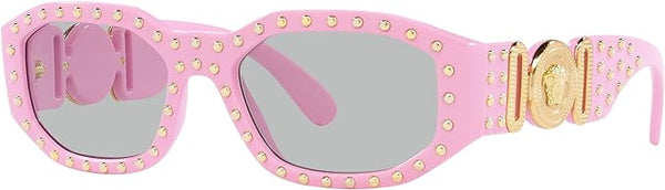 VERSACE UNISEX SUNGLASSES PINK FRAME, LIGHT GREY LENSES, 53