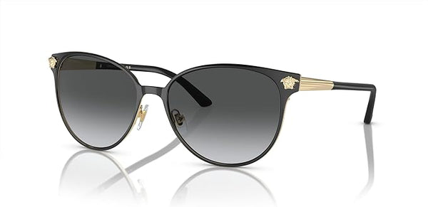 VERSACE WOMAN SUNGLASSES BLACK/PALE GOLD FRAME, GREY GRADIENT LENSES, 57