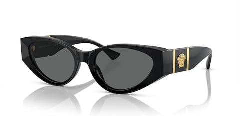 VERSACE WOMAN SUNGLASSES BLACK FRAME, DARK GREY LENSES, 55