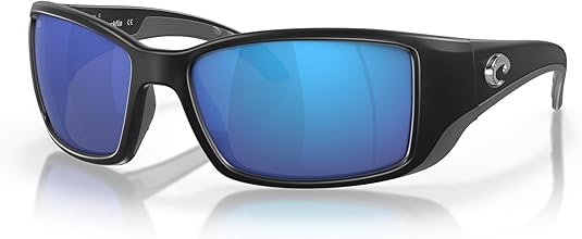 COSTA DEL MAR MAN SUNGLASSES MATTE BLACK/BLUE MIRROR, 62