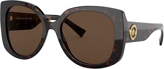 VERSACE VE 4387 108/73 HAVANA RECTANGLE SUNGLASSES BROWN LENS, 56