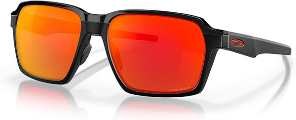 OAKLEY MEN'S PARLAY RECTANGULAR SUNGLASSES, MATTE BLACK/PRIZM RUBY, OO4143 58