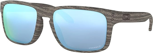 OAKLEY MEN'S HOLBROOK SQUARE SUNGLASSES, WOODGRAIN/PRIZM DEEP WATER POLARIZED, OO9102 55