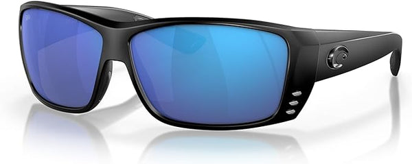 COSTA DEL MAR MAN SUNGLASSES BLACKOUT FRAME, BLUE MIRROR LENSES, 61