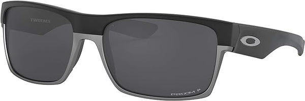 OAKLEY MEN'S TWOFACE SQUARE SUNGLASSES, MATTE BLACK ON SILVER/PRIZM BLACK POLARIZED, OO9189 60