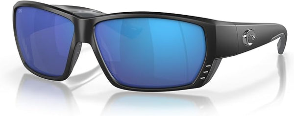 COSTA DEL MAR MAN SUNGLASSES MATTE BLACK FRAME, BLUE MIRROR LENSES 62