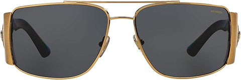 VERSACE MAN SUNGLASSES GOLD FRAME, DARK GREY - POLAR LENSES, 63