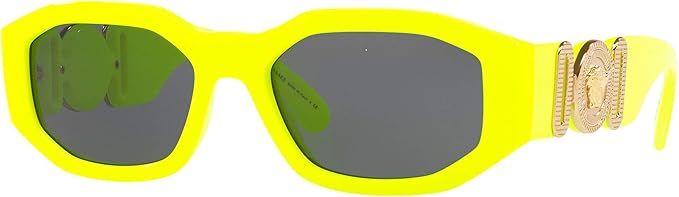 VERSACE VE 4361 532187 YELLOW FLUO PLASTIC SQUARE SUNGLASSES GREY LENS, 53