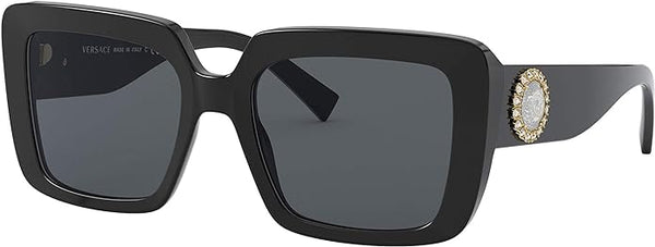 VERSACE WOMAN SUNGLASSES BLACK FRAME, DARK GREY LENSES, 54