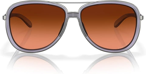 OAKLEY WOMEN'S SPLIT TIME AVIATOR SUNGLASSES, MATTE TRANSPARENT LILAC/PRIZM BROWN GRADIENT, OO4129 58