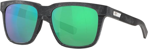 COSTA DEL MAR MAN SUNGLASSES NET GRAY WITH GRAY RUBBER FRAME, GREEN MIRROR LENSES, 55