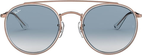 RAY-BAN DOUBLE BRIDGE ROUND SUNGLASSES, COPPER/CLEAR GRADIENT BLUE, RB3647N 51