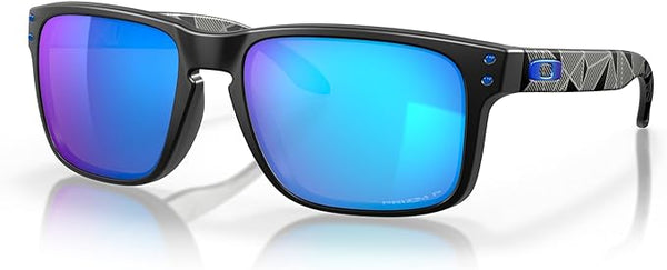 OAKLEY MEN'S HOLBROOK SQUARE SUNGLASSES, MATTE BLACK PRINT/PRIZM SAPPHIRE IRIDIUM POLARIZED, OO9102 55