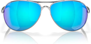 OAKLEY WOMEN'S FEEDBACK AVIATOR SUNGLASSES, POLISHED CHROME/PRIZM SAPPHIRE IRIDIUM POLARIZED, OO4079 59