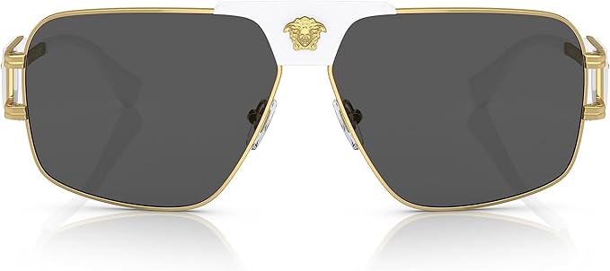 VERSACE MAN SUNGLASSES GOLD FRAME, DARK GREY LENSES, 63