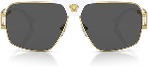 VERSACE MAN SUNGLASSES GOLD FRAME, DARK GREY LENSES, 63