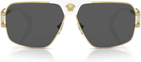 VERSACE MAN SUNGLASSES GOLD FRAME, DARK GREY LENSES, 63