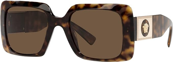 VERSACE WOMAN SUNGLASSES HAVANA FRAME, DARK BROWN LENSES, 54