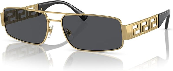 VERSACE MAN SUNGLASSES GOLD FRAME, DARK GREY LENSES, 60MM