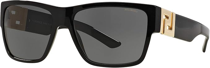 VERSACE MAN SUNGLASSES BLACK FRAME, DARK GREY - POLAR LENSES, 59