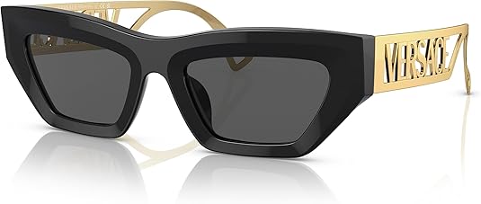 VERSACE VE 4432U GB1/87 BLACK/GOLD PLASTIC FASHION SUNGLASSES GREY LENS, 53