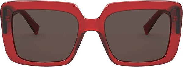 VERSACE WOMAN SUNGLASSES TRANSPARENT RED FRAME, DARK BROWN LENSES, 54