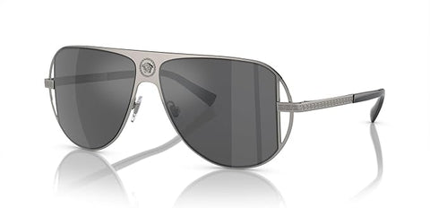 VERSACE MAN SUNGLASSES GUNMETAL FRAME, GREY MIRROR SILVER LENSES, 57