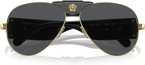 VERSACE MAN SUNGLASSES GOLD FRAME, DARK GREY LENSES, 62