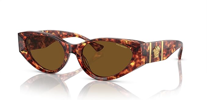 VERSACE WOMAN SUNGLASSES HAVANA FRAME, DARK BROWN POLAR LENSES, 55