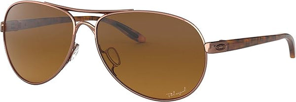 OAKLEY WOMEN'S FEEDBACK AVIATOR SUNGLASSES, ROSE GOLD/BROWN GRADIENT POLARIZED, OO4079 59