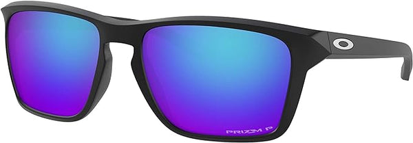 OAKLEY MEN'S SYLAS RECTANGULAR SUNGLASSES, MATTE BLACK/PRIZM SAPPHIRE IRIDIUM POLARIZED, OO9448 57