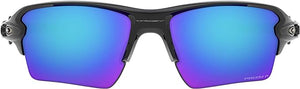 OAKLEY MEN'S FLAK 2.0 XL RECTANGULAR SUNGLASSES, POLISHED BLACK/PRIZM SAPPHIRE IRIDIUM POLARIZED, OO9188 59