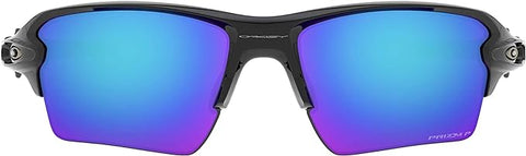 OAKLEY MEN'S FLAK 2.0 XL RECTANGULAR SUNGLASSES, POLISHED BLACK/PRIZM SAPPHIRE IRIDIUM POLARIZED, OO9188 59