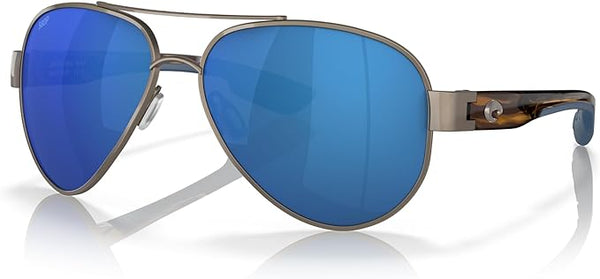 COSTA DEL MAR UNISEX SUNGLASSES GOLDEN PEARL FRAME, BLUE MIRROR LENSES, 59