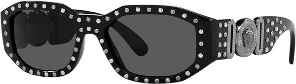 VERSACE UNISEX SUNGLASSES BLACK FRAME, DARK GREY LENSES, 53