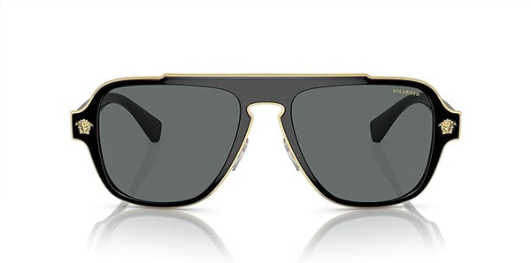 VERSACE MAN SUNGLASSES BLACK FRAME, DARK GREY LENSES, 56