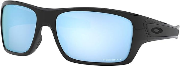 OAKLEY MEN'S TURBINE RECTANGULAR SUNGLASSES, POLISHED BLACK/PRIZM DEEP WATER POLARIZED, OO9263 63