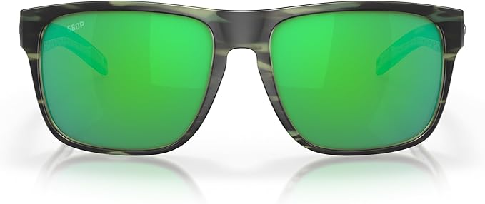 COSTA DEL MAR MEN'S SPEARO POLARIZED SQUARE SUNGLASSES, MATTE REEF/GREEN MIRRORED POLARIZED-580P, 56