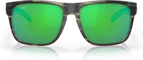 COSTA DEL MAR MEN'S SPEARO POLARIZED SQUARE SUNGLASSES, MATTE REEF/GREEN MIRRORED POLARIZED-580P, 56