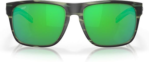 COSTA DEL MAR MEN'S SPEARO POLARIZED SQUARE SUNGLASSES, MATTE REEF/GREEN MIRRORED POLARIZED-580P, 56