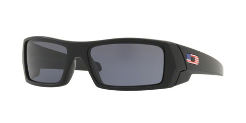 OAKLEY MEN'S OO9014 GASCAN RECTANGULAR SUNGLASSES, MATTE BLACK USA ICON/GREY, 60