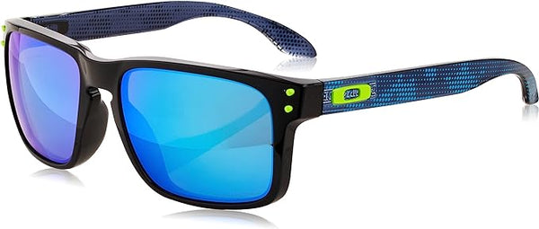 OAKLEY MEN'S  HOLBROOK LOW BRIDGE FIT RECTANGULAR SUNGLASSES, HI RES POLISHED BLACK/PRIZM SAPPHIRE, OO9244 56