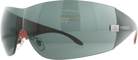 VERSACE VE 2054 100187 GUNMETAL PLASTIC WRAP SHIELD SUNGLASSES GREY LENS, 41